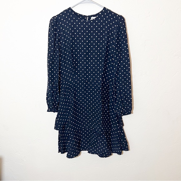 Steven Alan Julieta Peplum Silk Dress Polka Dot Navy Sz S - Picture 3 of 7